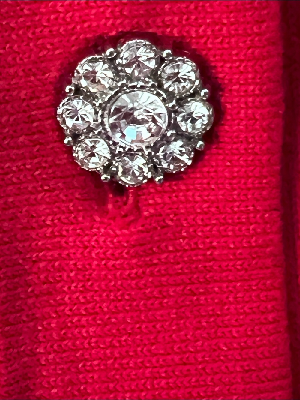 Talbots Bright Red Rhinestone-Button Cardigan - Picture 3 of 3